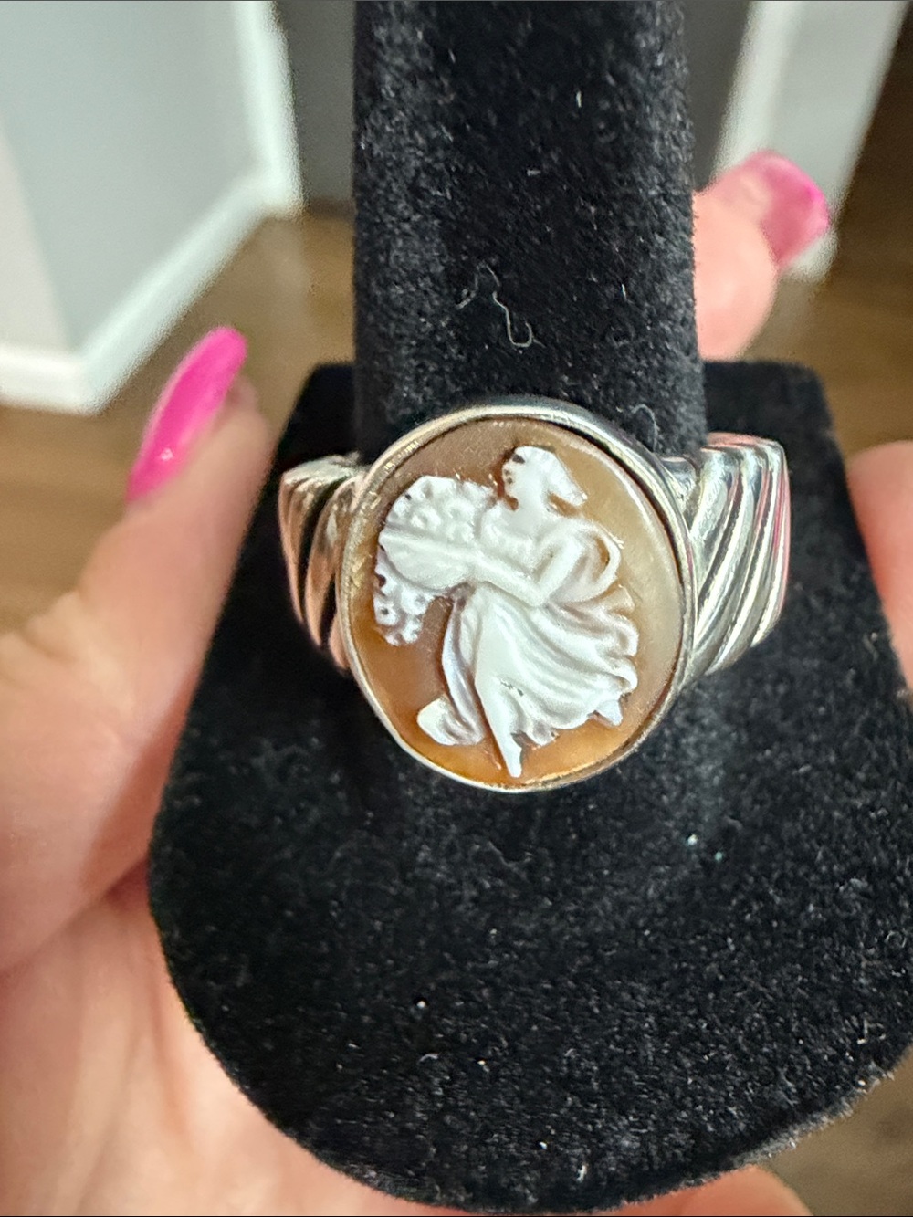 Stephen Dweck Sterling Silver Cameo Ring with White Cameo